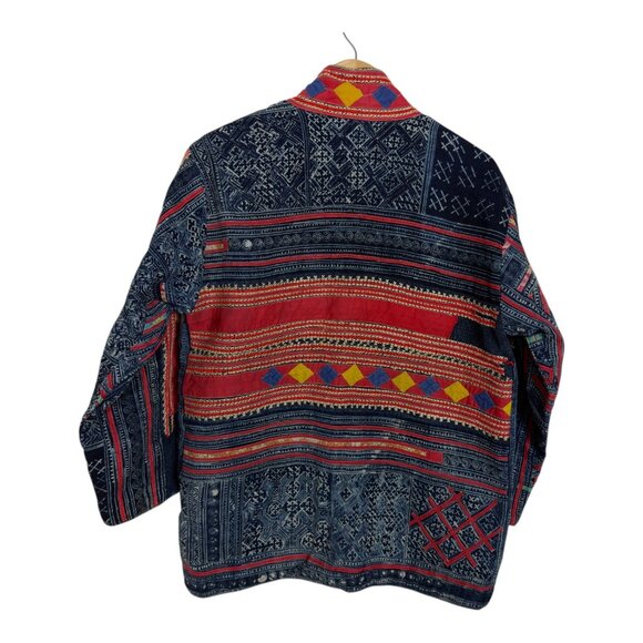 Vintage Hmong Handmade Indigo Embroidered Jacket/One of a Kind! Reversible! - Picture 2 of 16